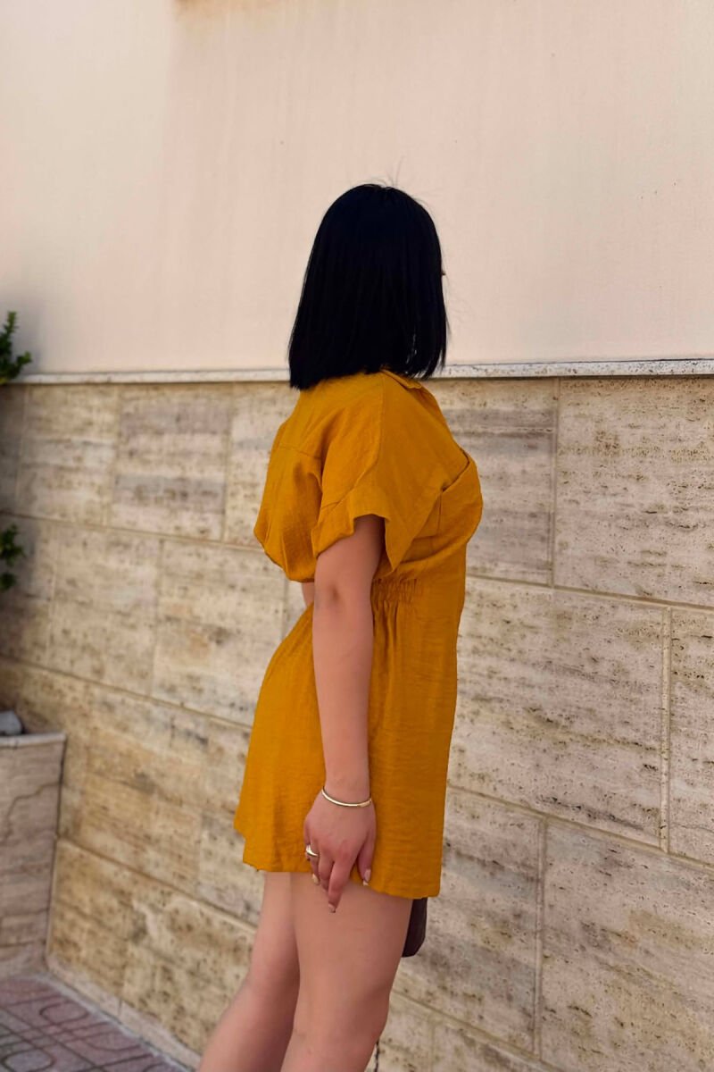 ONE COLOR SHORT WOMAN JUMPSUIT MUSTARD/MUSTARDE - 6