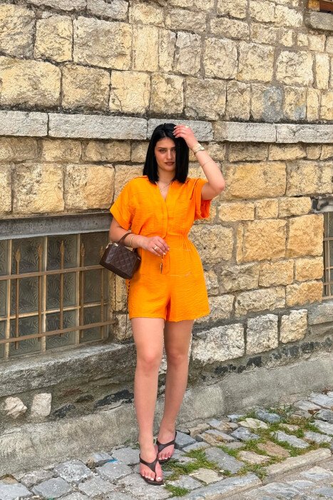 ONE COLOR SHORT WOMAN JUMPSUIT ORANGE/PORTOKALLI - 2