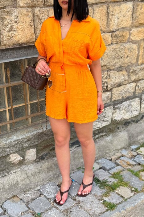 ONE COLOR SHORT WOMAN JUMPSUIT ORANGE/PORTOKALLI - 3