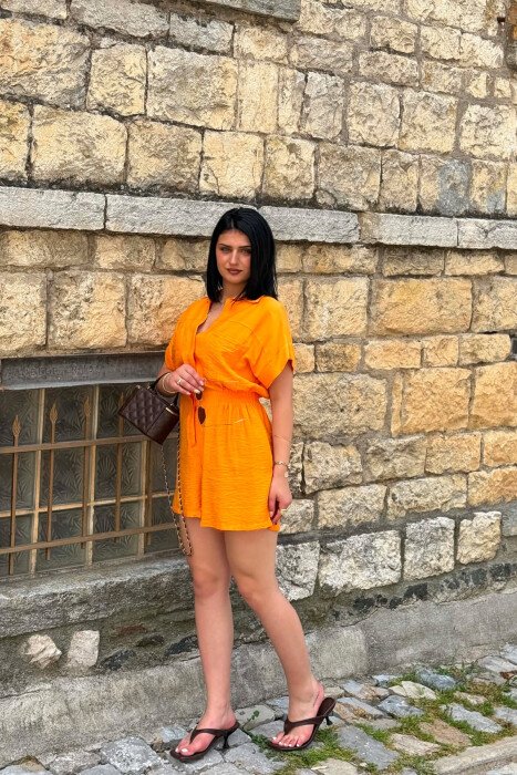 ONE COLOR SHORT WOMAN JUMPSUIT ORANGE/PORTOKALLI - 5