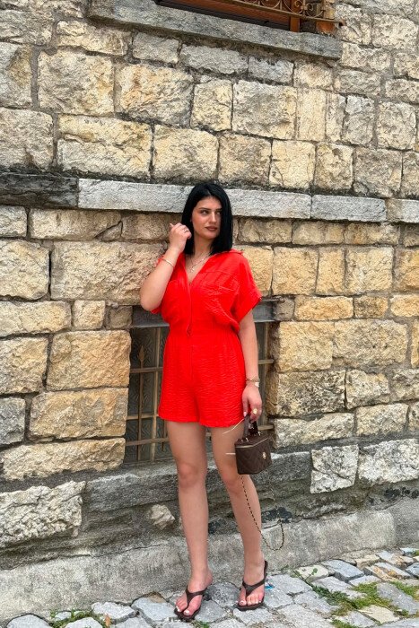 ONE COLOR SHORT WOMAN JUMPSUIT SALMON/SALMON - 2