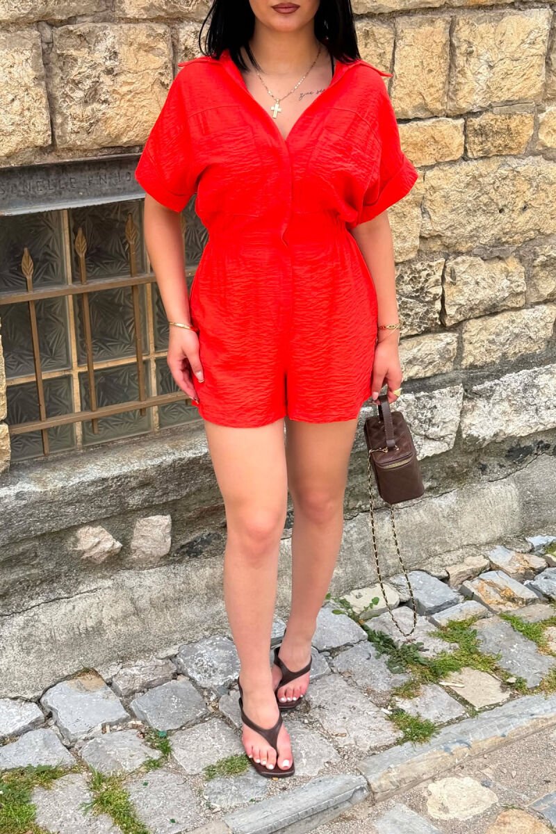 ONE COLOR SHORT WOMAN JUMPSUIT SALMON/SALMON - 6