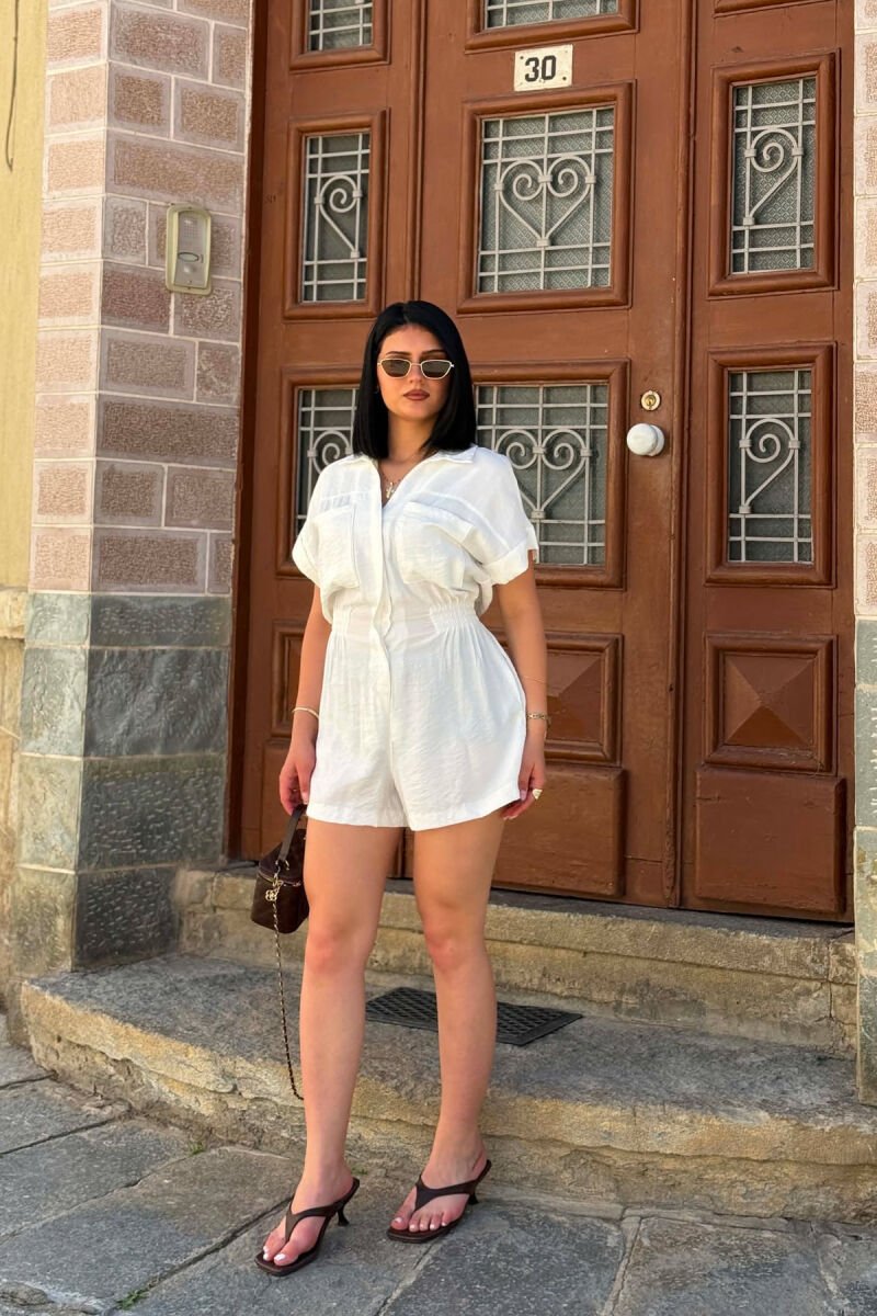 ONE COLOR SHORT WOMAN JUMPSUIT WHITE-E BARDHE - 1