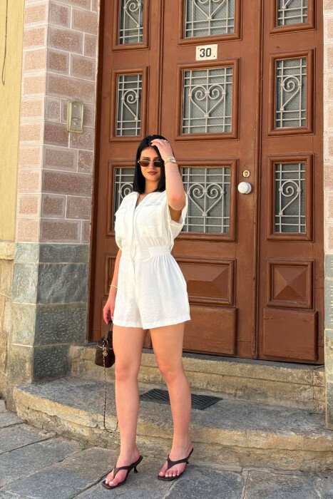 ONE COLOR SHORT WOMAN JUMPSUIT WHITE-E BARDHE - 2