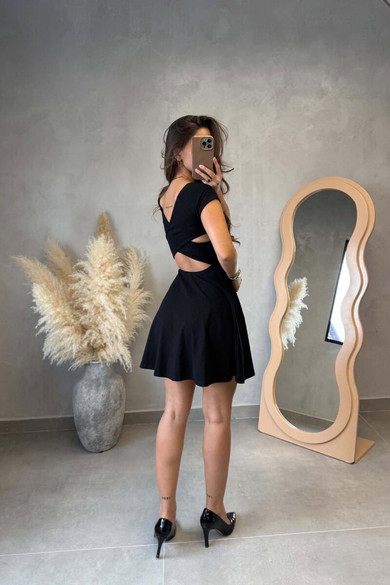 ONE COLOR SHORT WOMEN DRESS BLACK/ E ZEZE - 2
