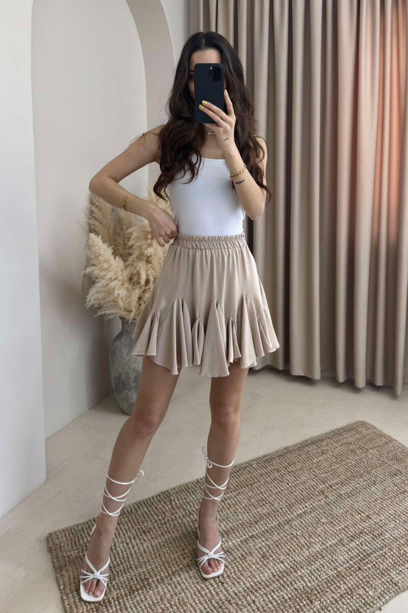 ONE COLOR SHORT WOMEN SKIRT BEIGE/BEZHE - 2