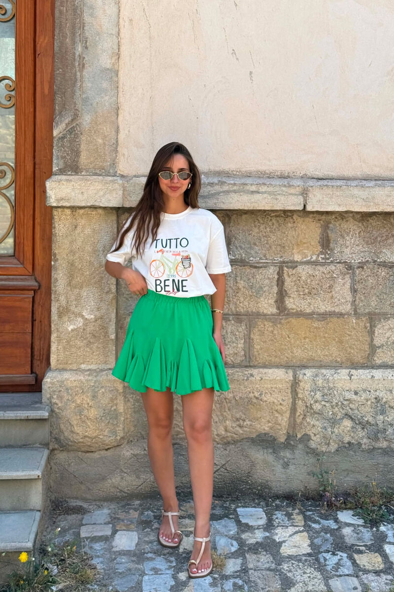 ONE COLOR SHORT WOMEN SKIRT LIGHT GREEN/JEZB - 1