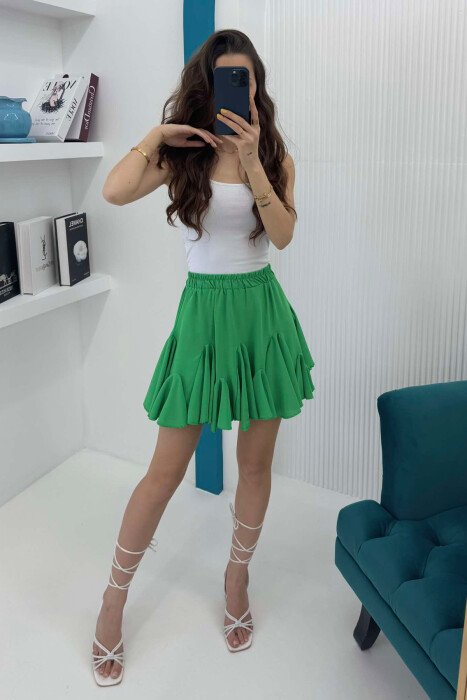 ONE COLOR SHORT WOMEN SKIRT LIGHT GREEN/JEZB - 2