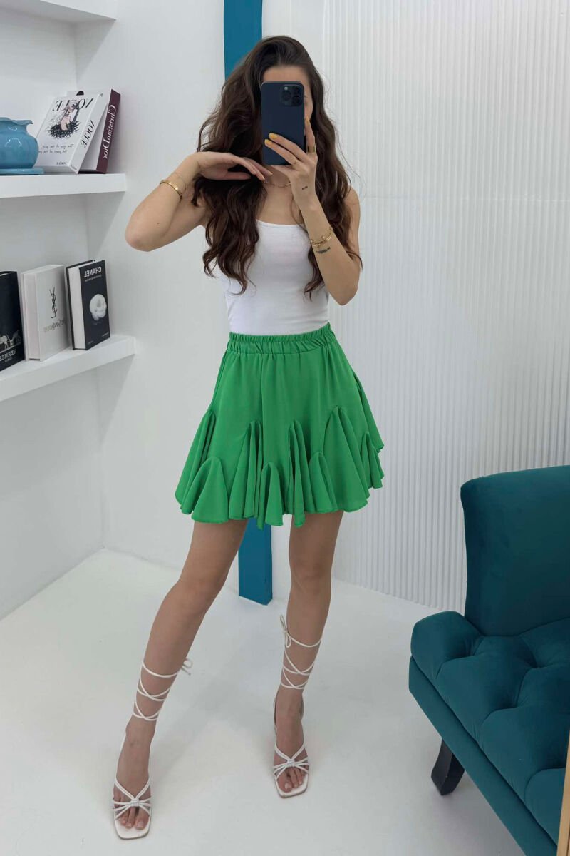 ONE COLOR SHORT WOMEN SKIRT LIGHT GREEN/JEZB - 2