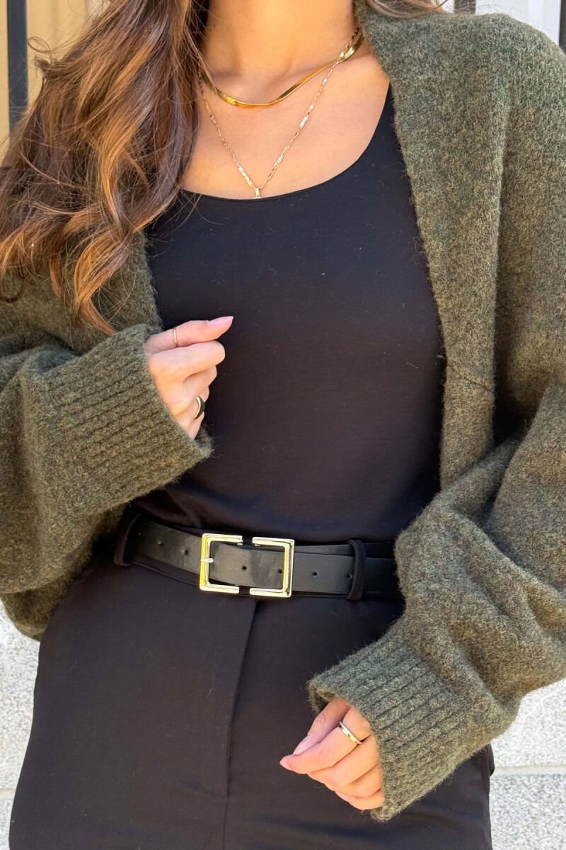 ONE COLOR LONG SLEEVE KNITTED WOMEN BOLERO GREEN/JESHILE - 4