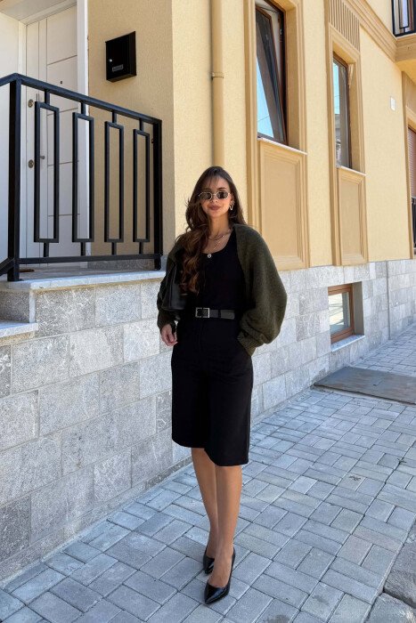 ONE COLOR LONG SLEEVE KNITTED WOMEN BOLERO GREEN/JESHILE - 6