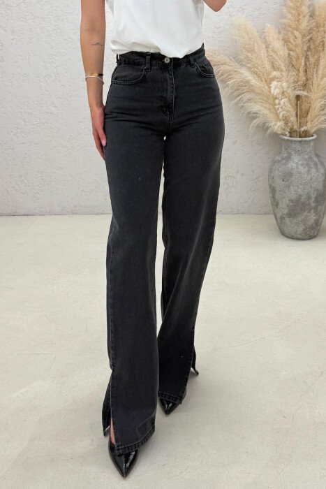 ONE COLOR SIDE CUTTED WOMAN JEANS BLACK/ E ZEZE - 4