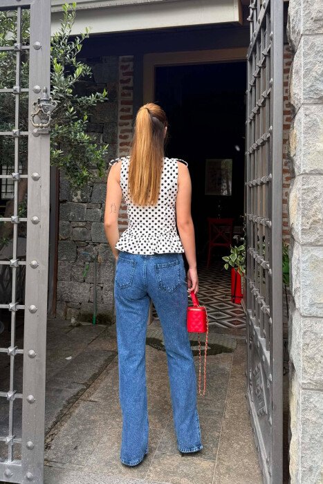 ONE COLOR SIDE CUTTED WOMAN JEANS BLUE/BLU - 3