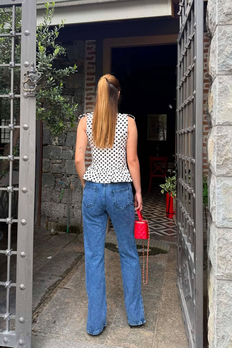 ONE COLOR SIDE CUTTED WOMAN JEANS BLUE/BLU - 3