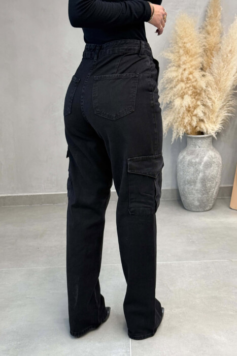 ONE COLOR SIDE POCKET WOMAN JEANS BLACK/ E ZEZE - 3