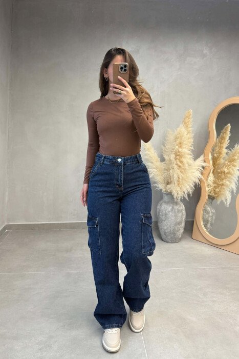 ONE COLOR SIDE POCKET WOMAN JEANS BLUE/BLU 