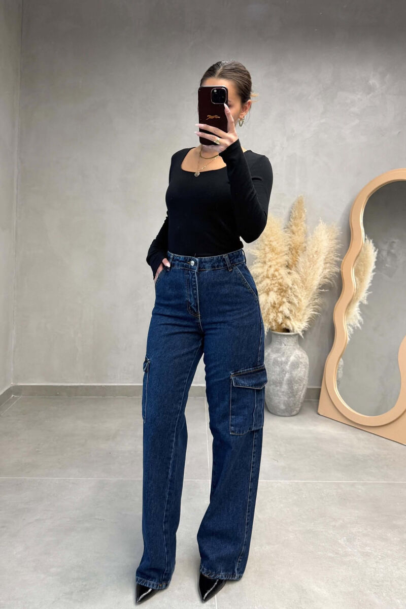 ONE COLOR SIDE POCKET WOMAN JEANS BLUE/BLU - 2