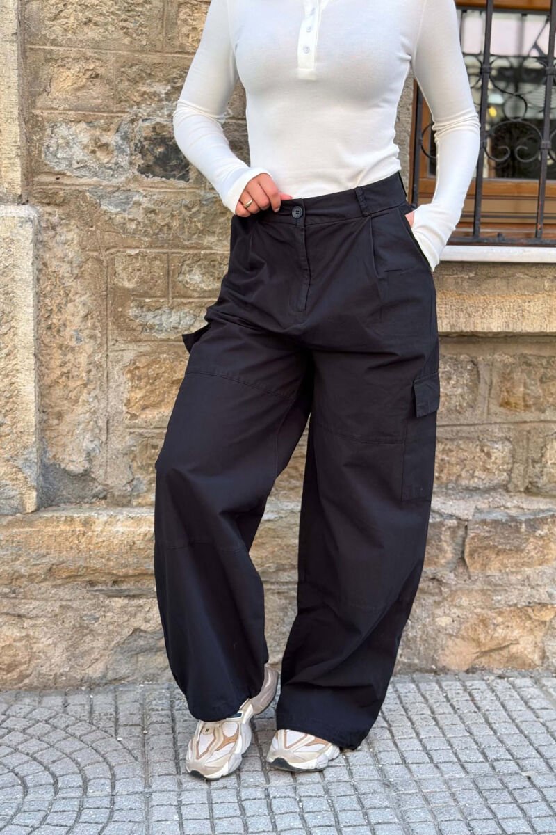 ONE COLOR SIDE POCKETS WOMAN TROUSERS BLACK/ E ZEZE - 2