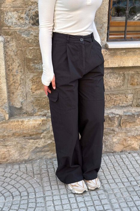 ONE COLOR SIDE POCKETS WOMAN TROUSERS BLACK/ E ZEZE - 3