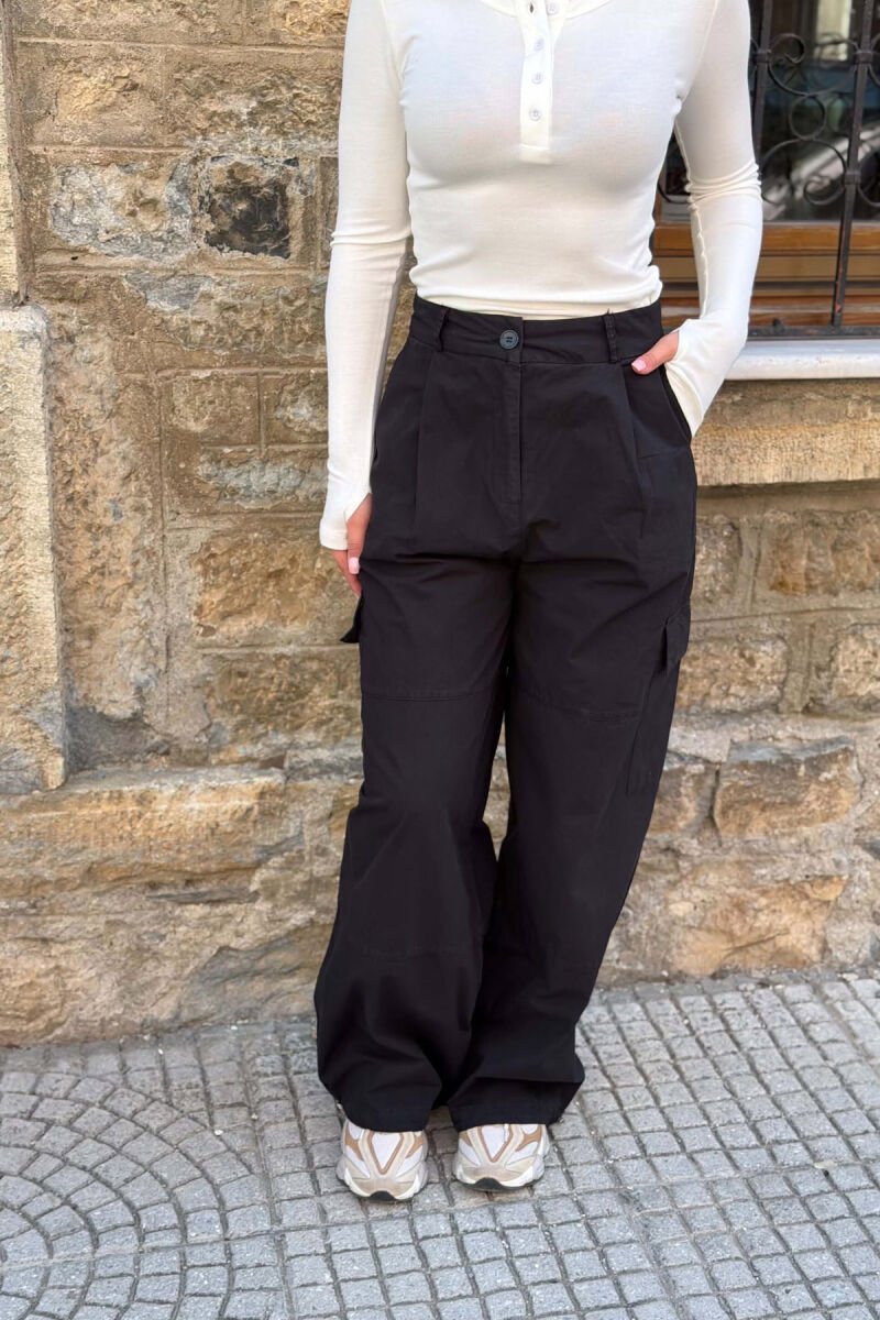 ONE COLOR SIDE POCKETS WOMAN TROUSERS BLACK/ E ZEZE - 5