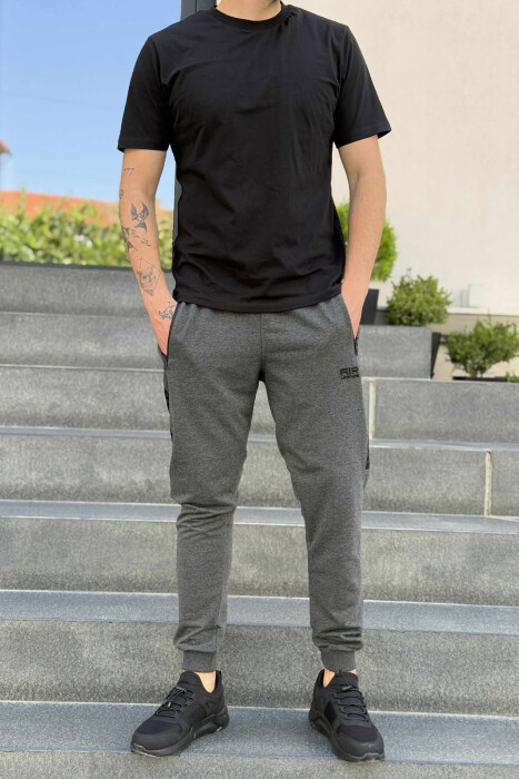 ONE COLOR SIDE WRITTINGS MEN SWEATPANTS DARK GREY/GEE - 2