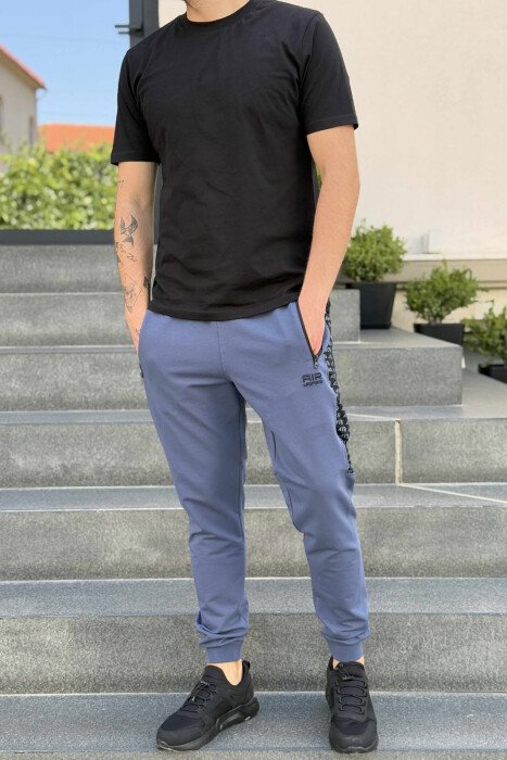 ONE COLOR SIDE WRITTINGS MEN SWEATPANTS LIGHTBLUE/BZ - 2