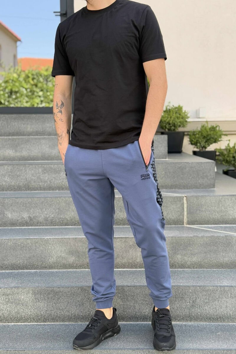 ONE COLOR SIDE WRITTINGS MEN SWEATPANTS LIGHTBLUE/BZ - 2