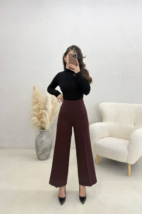 ONE COLOR SIDE ZIPPER WOMEN TROUSERS BURGUNDY/VISHNJE 