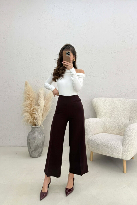 ONE COLOR SIDE ZIPPER WOMEN TROUSERS DARK BURGUNDY/VISHNJE E ERRET 