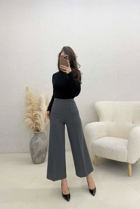 ONE COLOR SIDE ZIPPER WOMEN TROUSERS DARK GREY/GEE 