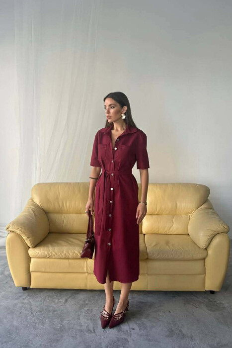 FUSTAN NJE NGJYRESH ME MENGE TE SHKURTRA ME KOPSA SILVER PER FEMRA NE NGJYREN VISHNJE - KLAUDIO FASHION
