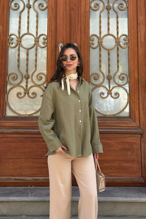 ONE COLOR SIMLE WOMAN SHIRT GREEN/JESHILE - KLAUDIO FASHION