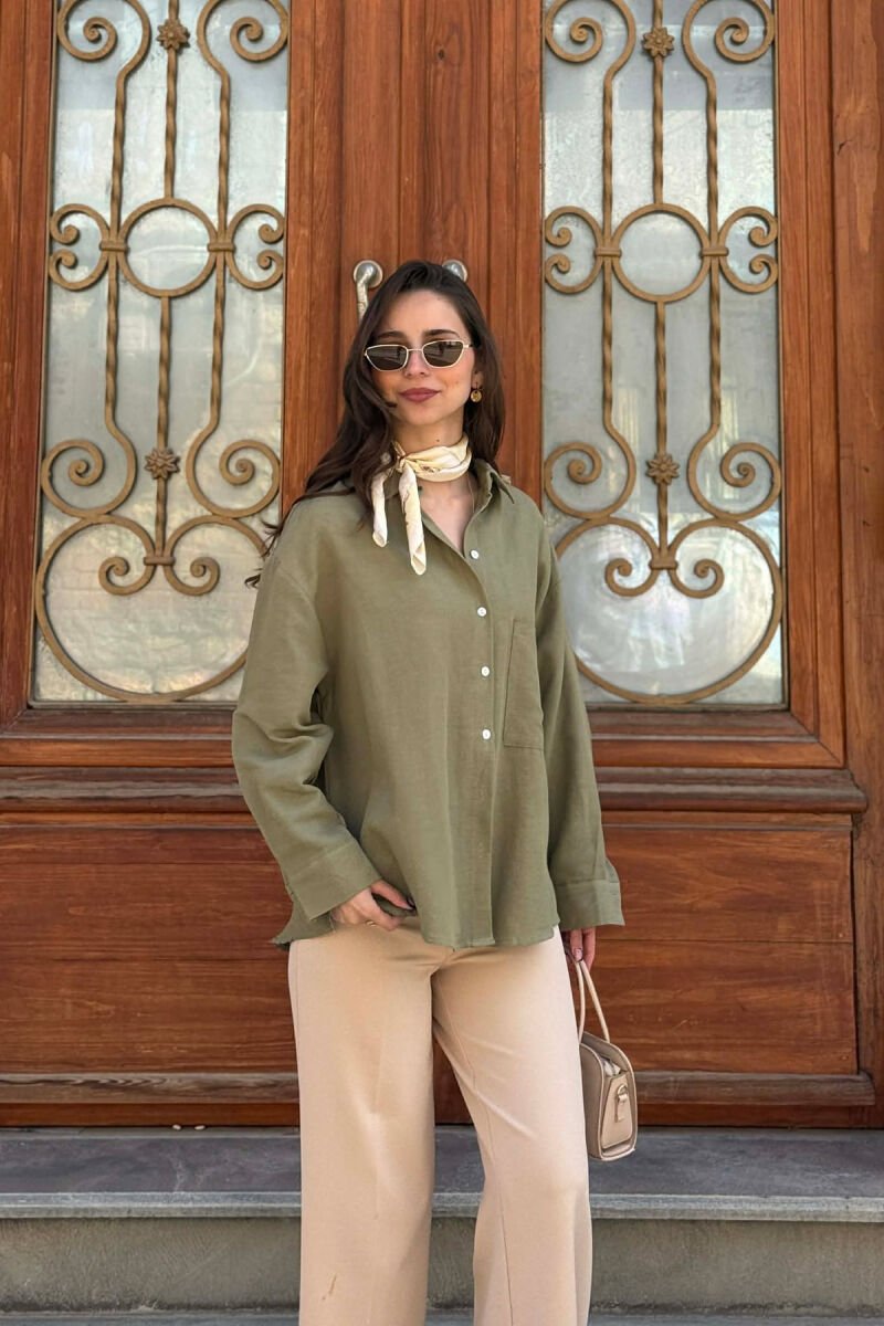 ONE COLOR SIMLE WOMAN SHIRT GREEN/JESHILE - 1