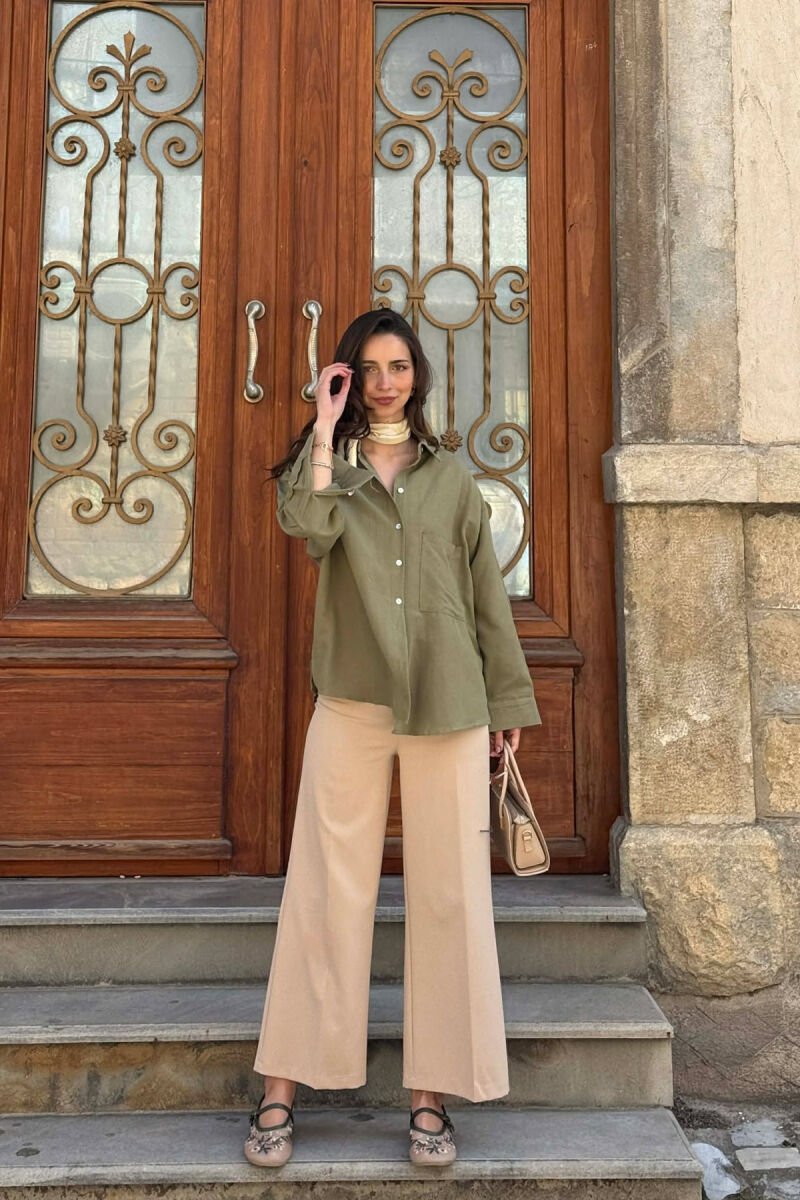 ONE COLOR SIMLE WOMAN SHIRT GREEN/JESHILE - 2