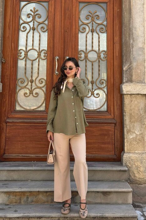 ONE COLOR SIMLE WOMAN SHIRT GREEN/JESHILE - 3