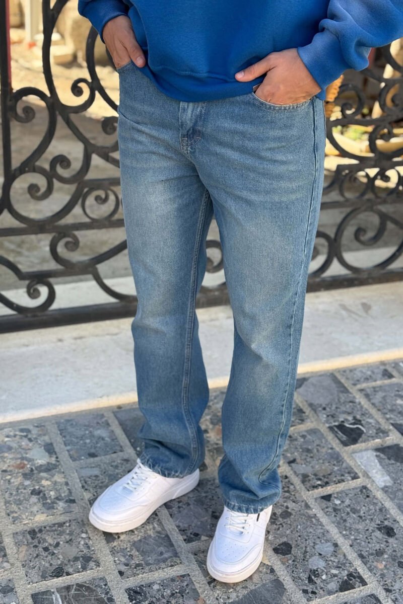 ONE COLOR SIMPLE BAGGY MEN JEANS LIGHTBLUE/BZ - 4