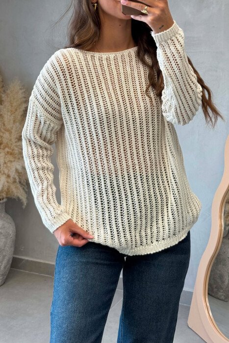 ONE COLOR SIMPLE BEACH KNITT COVER-UP CREAM/KREM - 4