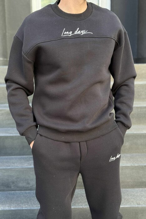ONE COLOR SIMPLE BLOUSE+JOGGERS MEN SET BLACK/ E ZEZE - 2