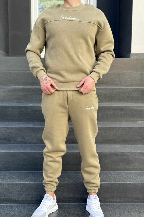 ONE COLOR SIMPLE BLOUSE+JOGGERS MEN SET OLIVE/ULLI - KLAUDIO FASHION