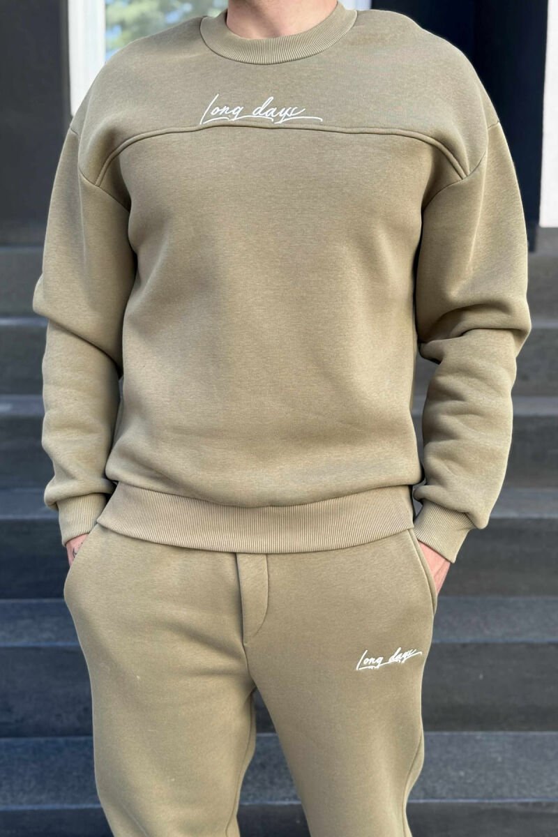 ONE COLOR SIMPLE BLOUSE+JOGGERS MEN SET OLIVE/ULLI - 2