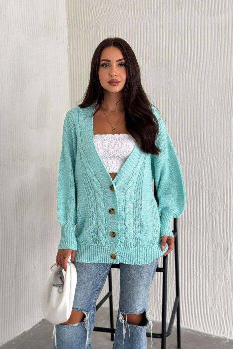 PULOVËR NJË NGJYRËSHE PËR FEMRA NË NGJYRËN MENTE - KLAUDIO FASHION