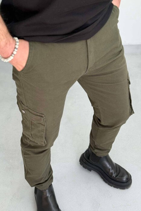 ONE COLOR SIMPLE CARGO MEN PANTS GREEN/JESHILE 
