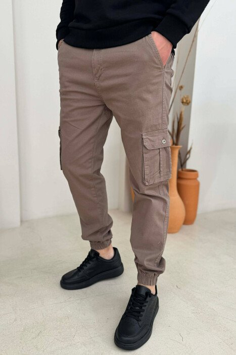 ONE COLOR SIMPLE CARGO MEN PANTS LIGHT BROWN/KAZB 