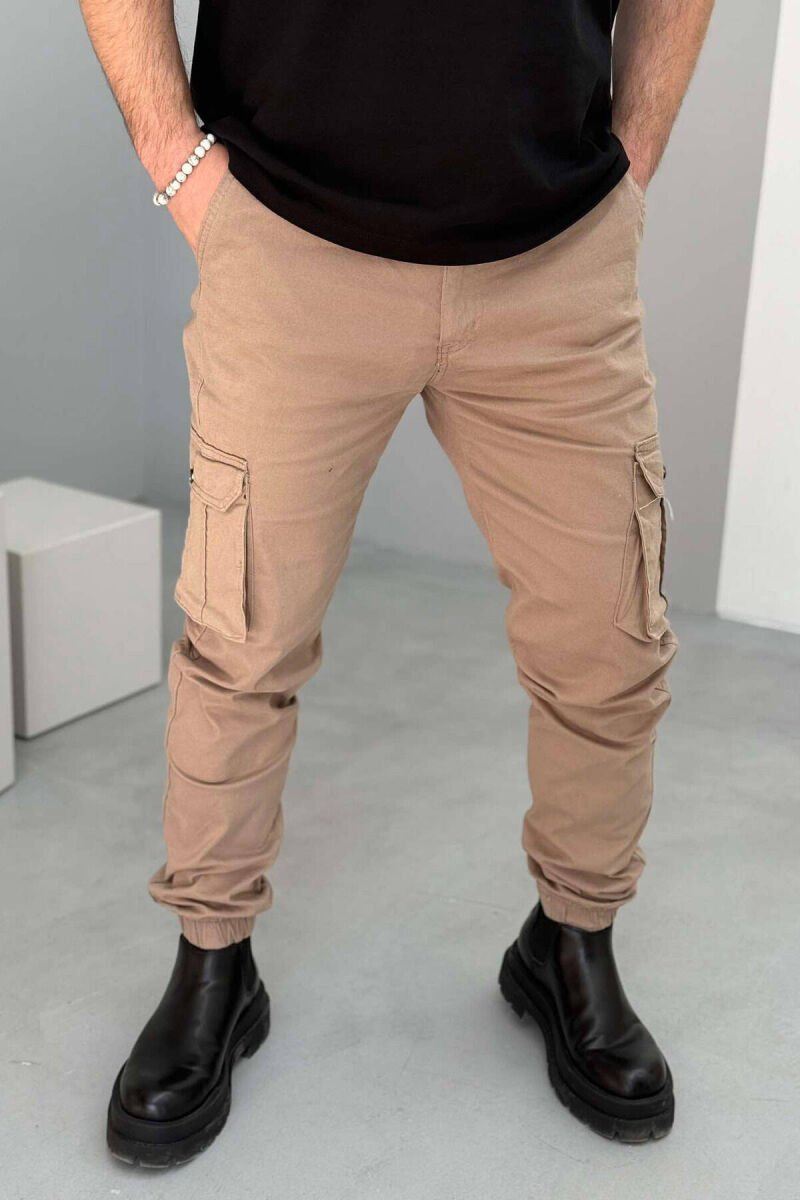 ONE COLOR SIMPLE CARGO MEN PANTS BEIGE/BEZHE - 1