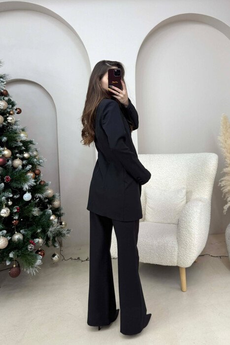 ONE COLOR SIMPLE CLASSIC JACKET+ TROUSERS WOMEN SET BLACK/ E ZEZE - 3