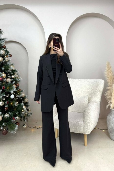 SET NJE NGJYRESH XHAKETE+PANTALLONA KLASIKE PER FEMRA NE NGJYRE TE ZEZE - KLAUDIO FASHION
