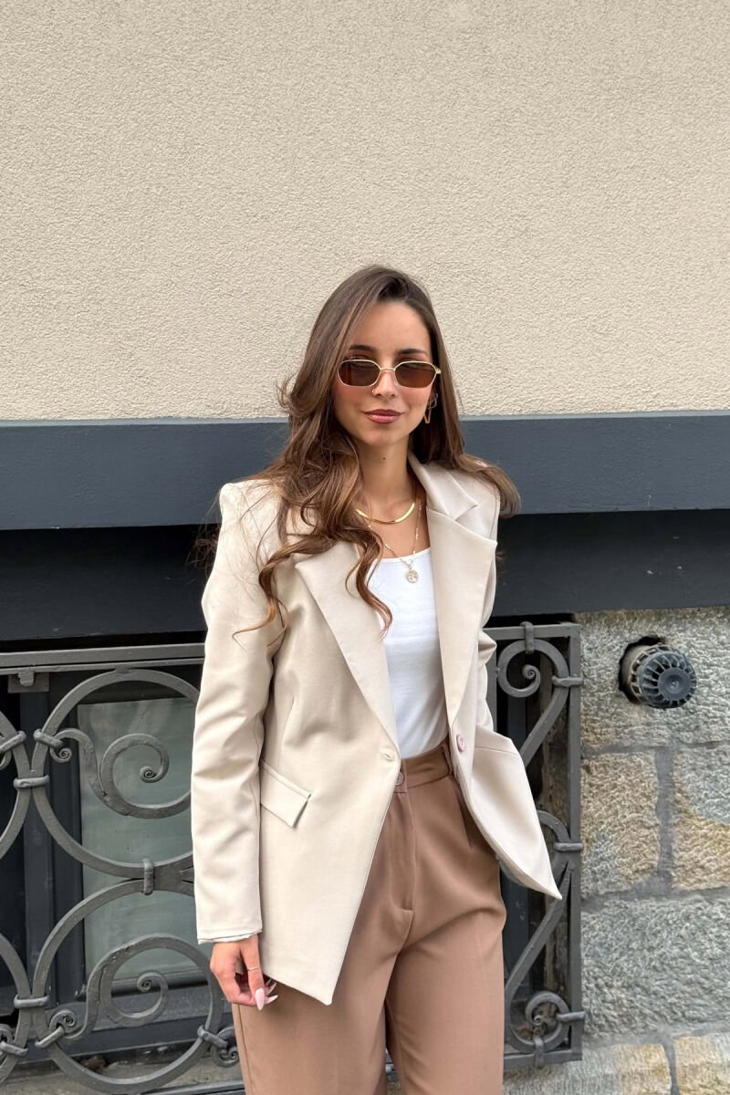 ONE COLOR SIMPLE CLASSIC WOMAN JACKET BEIGE/BEZHE - 3