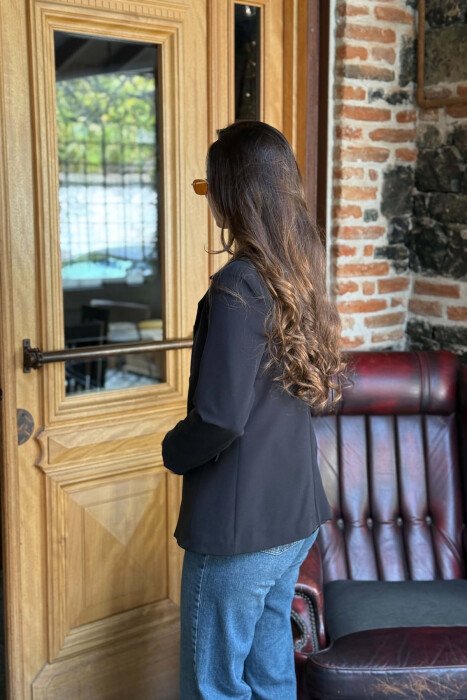 ONE COLOR SIMPLE CLASSIC WOMAN JACKET BLACK/ E ZEZE - 3