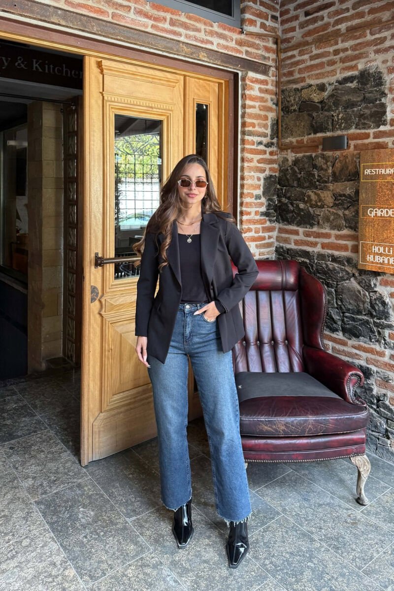 ONE COLOR SIMPLE CLASSIC WOMAN JACKET BLACK/ E ZEZE - 4