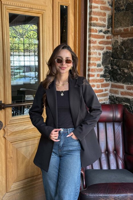 ONE COLOR SIMPLE CLASSIC WOMAN JACKET BLACK/ E ZEZE - 2